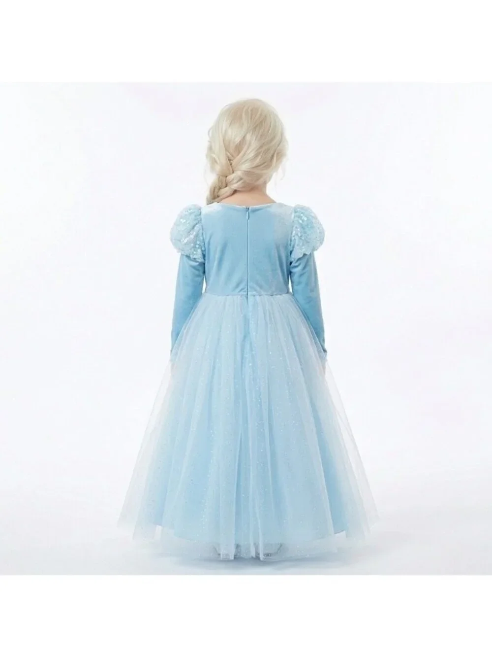 Girls Cinderella Princess Costume Dress Ice Blue Velvet Tulle Birthday Party